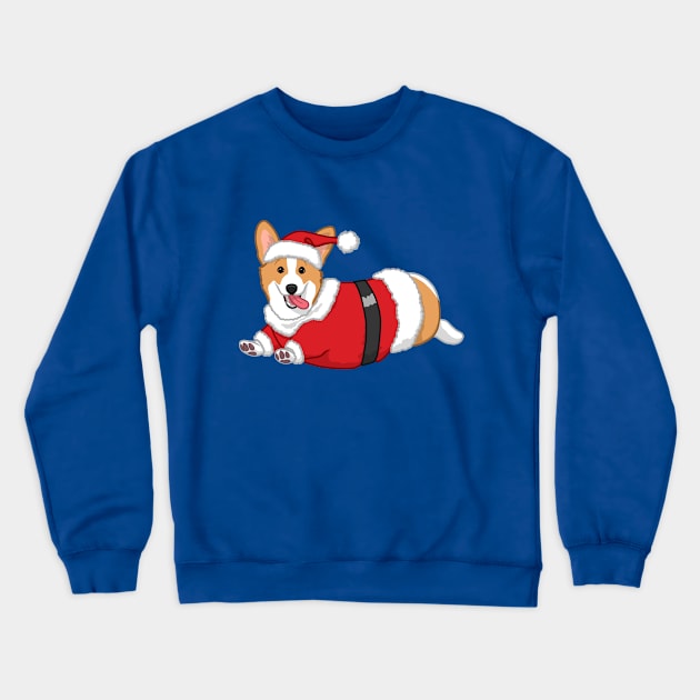 Cute Tan Corgi in Santa Christmas Costume Crewneck Sweatshirt by csforest